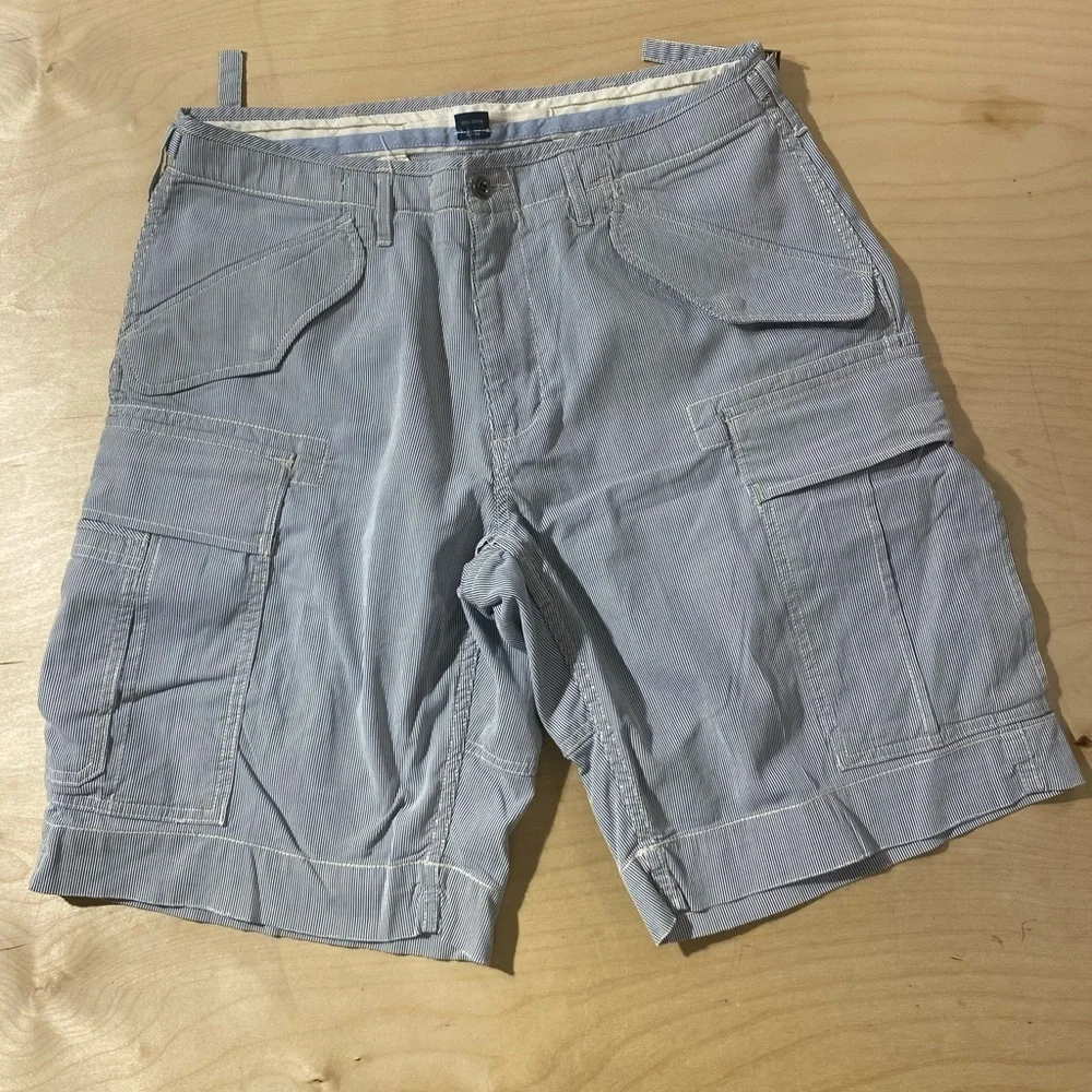 Polo by Ralph Lauren Blue bd White Striped Cargo Shorts 34 (OK)